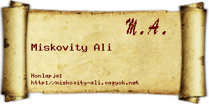 Miskovity Ali névjegykártya